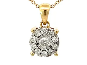 Solid Gold Diamond Halo Pendant Necklace