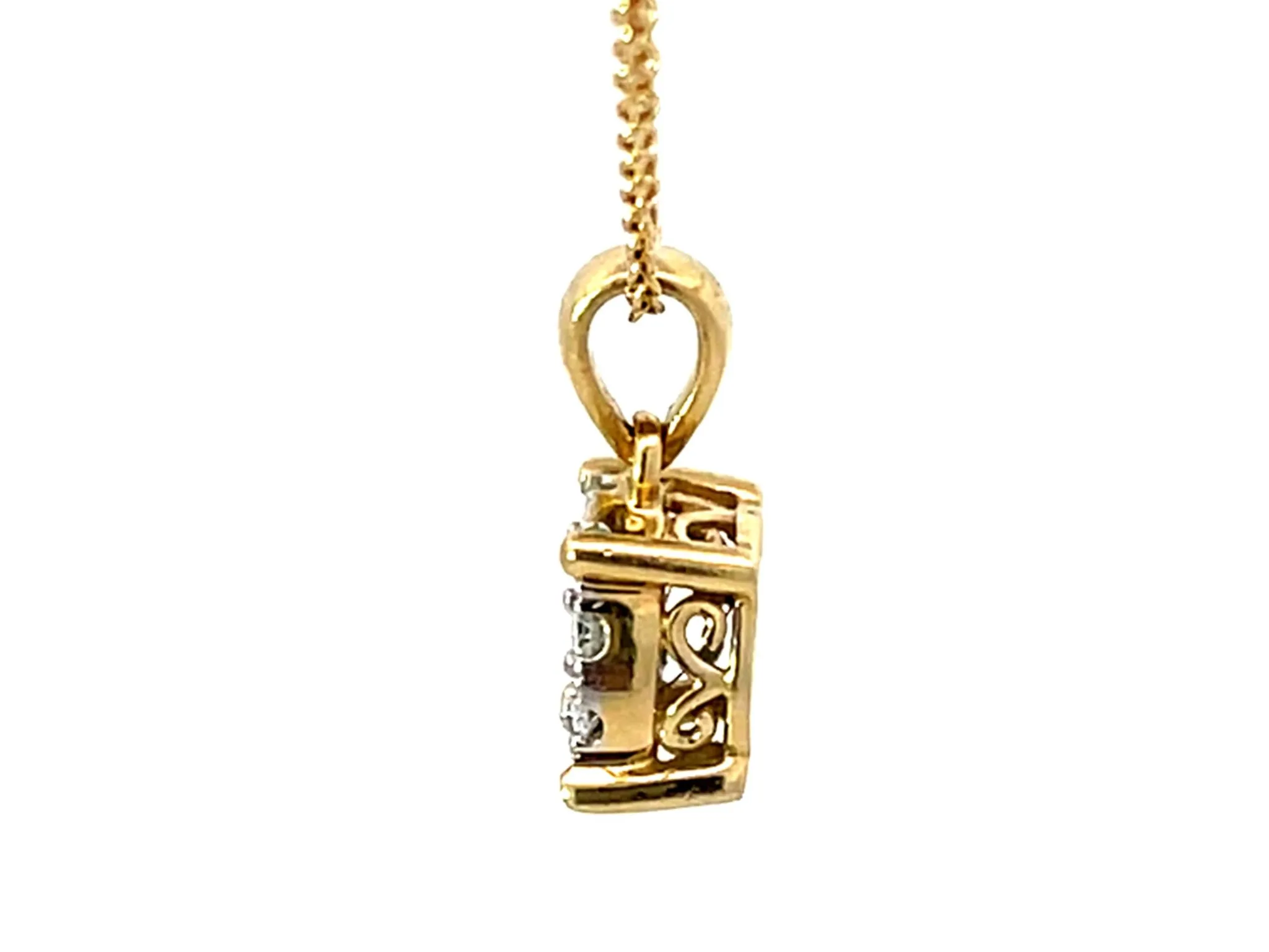 Solid Gold Diamond Halo Pendant Necklace