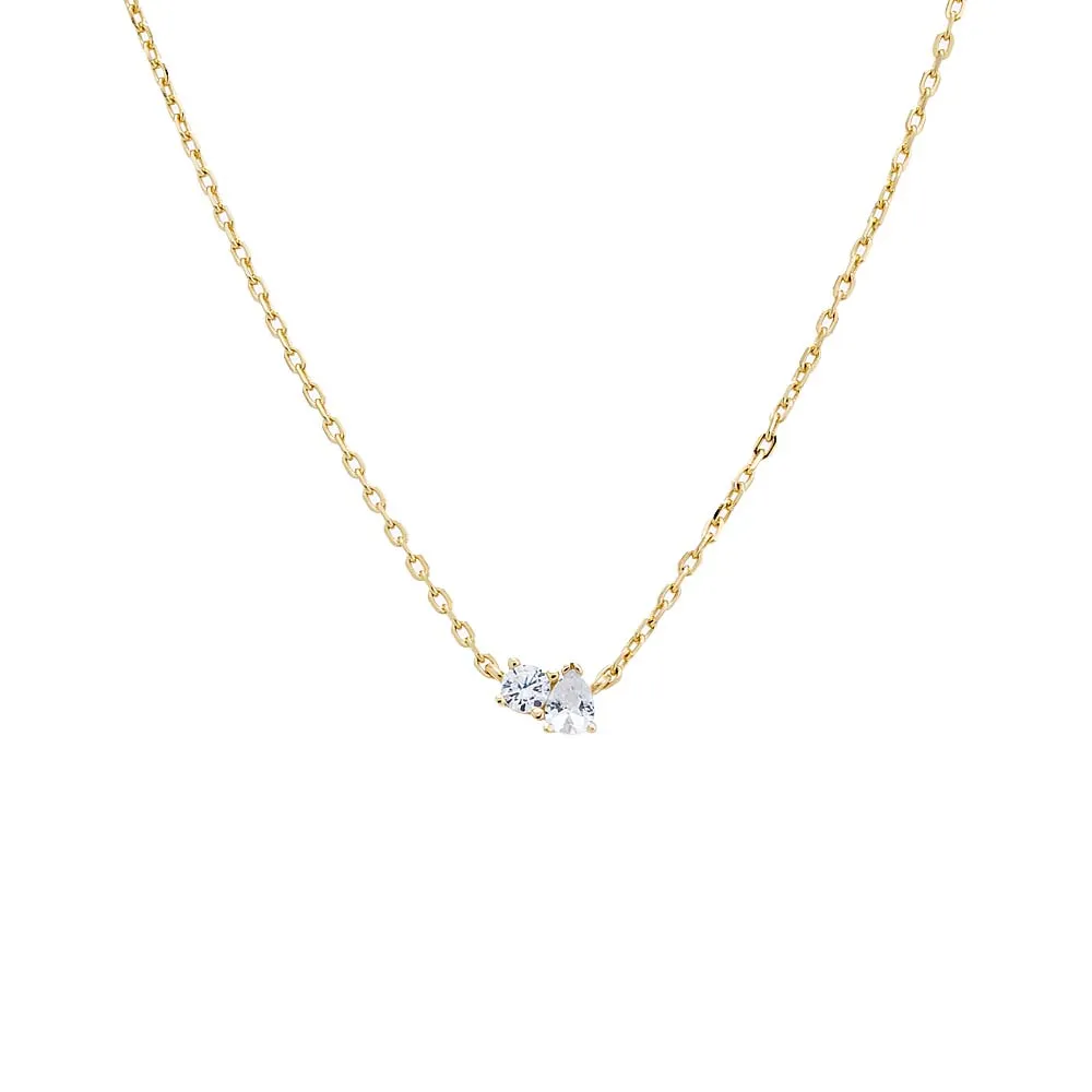 Solitaire X Pear CZ Necklace