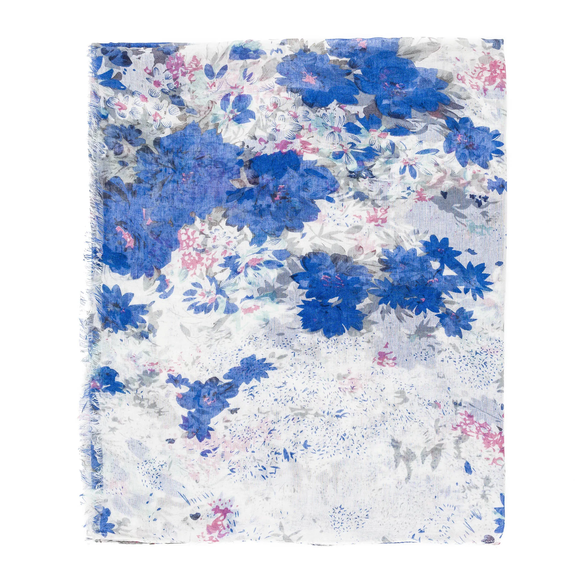 Spanish Design Printed Viscose Scarf (Blue Floral)