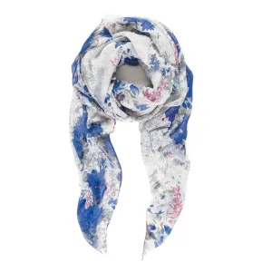 Spanish Design Printed Viscose Scarf (Blue Floral)
