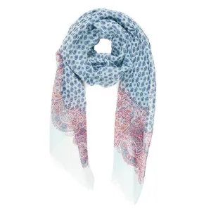 Spanish Design Printed Viscose Scarf (Blue Paisley)