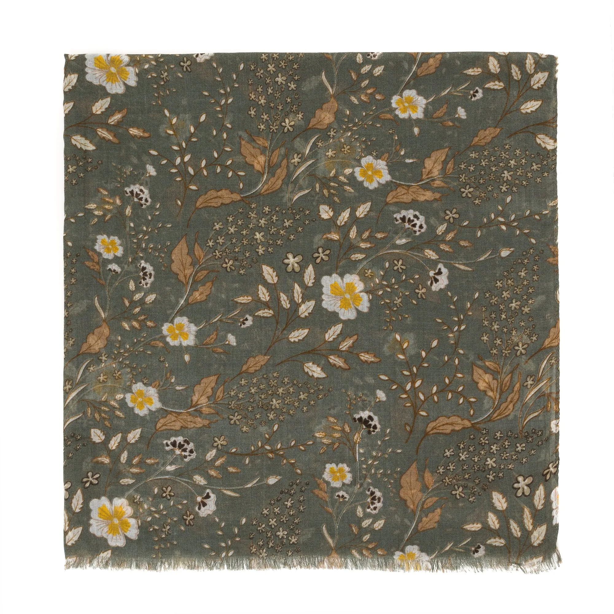 Spanish Design Printed Viscose Scarf (Taupe Flower)