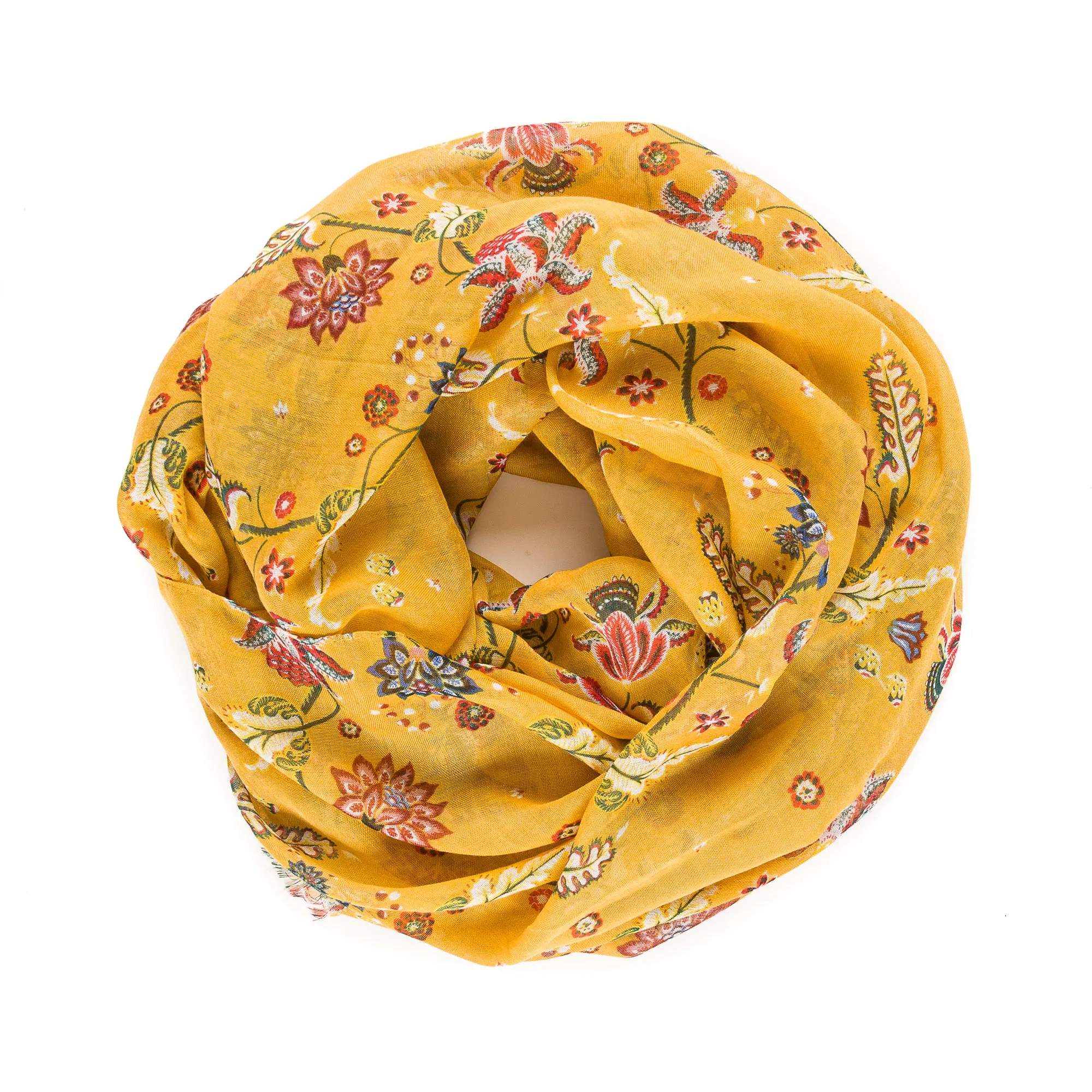 Spanish Design Printed Viscose Scarf (Yellow Paisley)