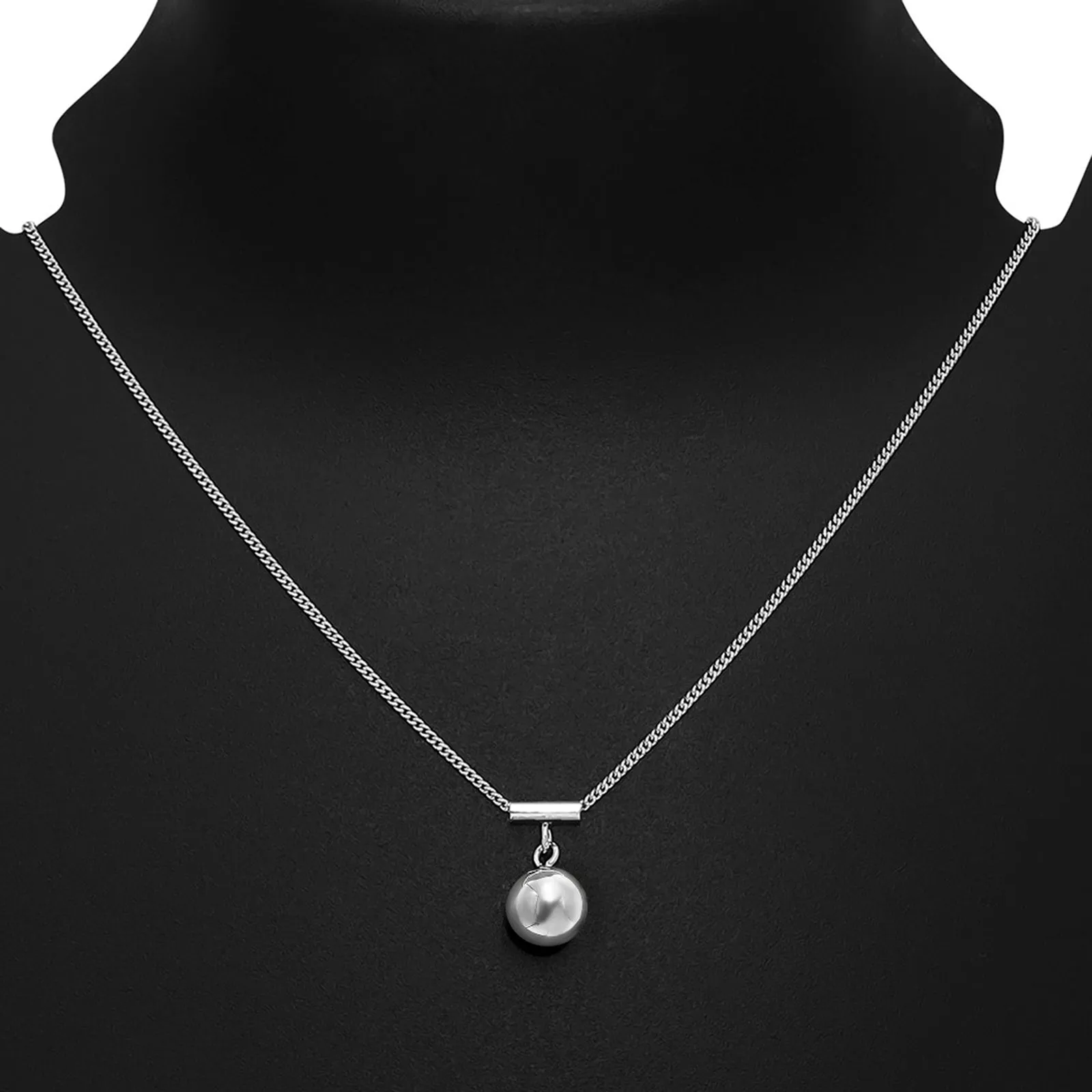 Sphere Charm Necklace For Women – 925 Sterling Silver Rhodium Plated