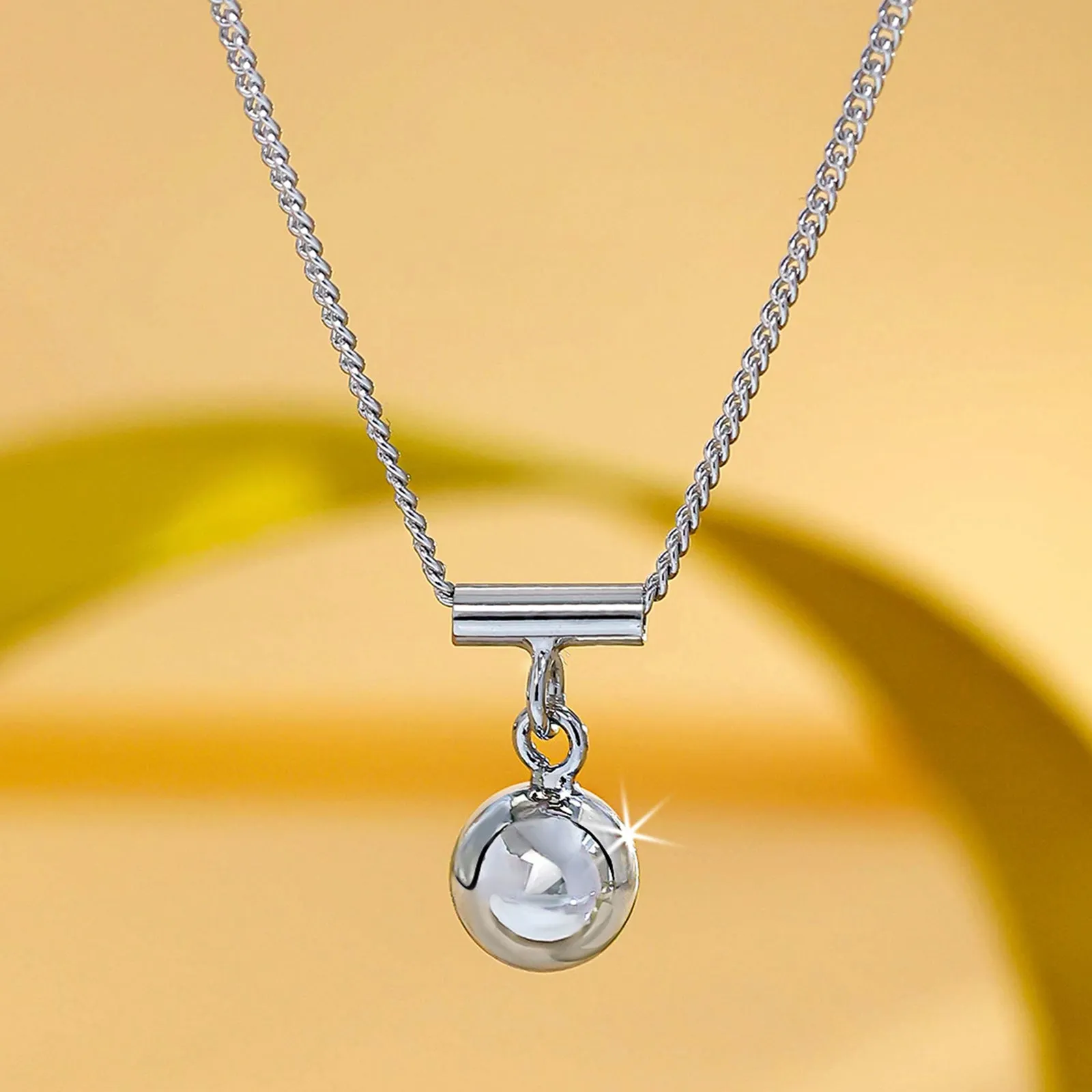 Sphere Charm Necklace For Women – 925 Sterling Silver Rhodium Plated