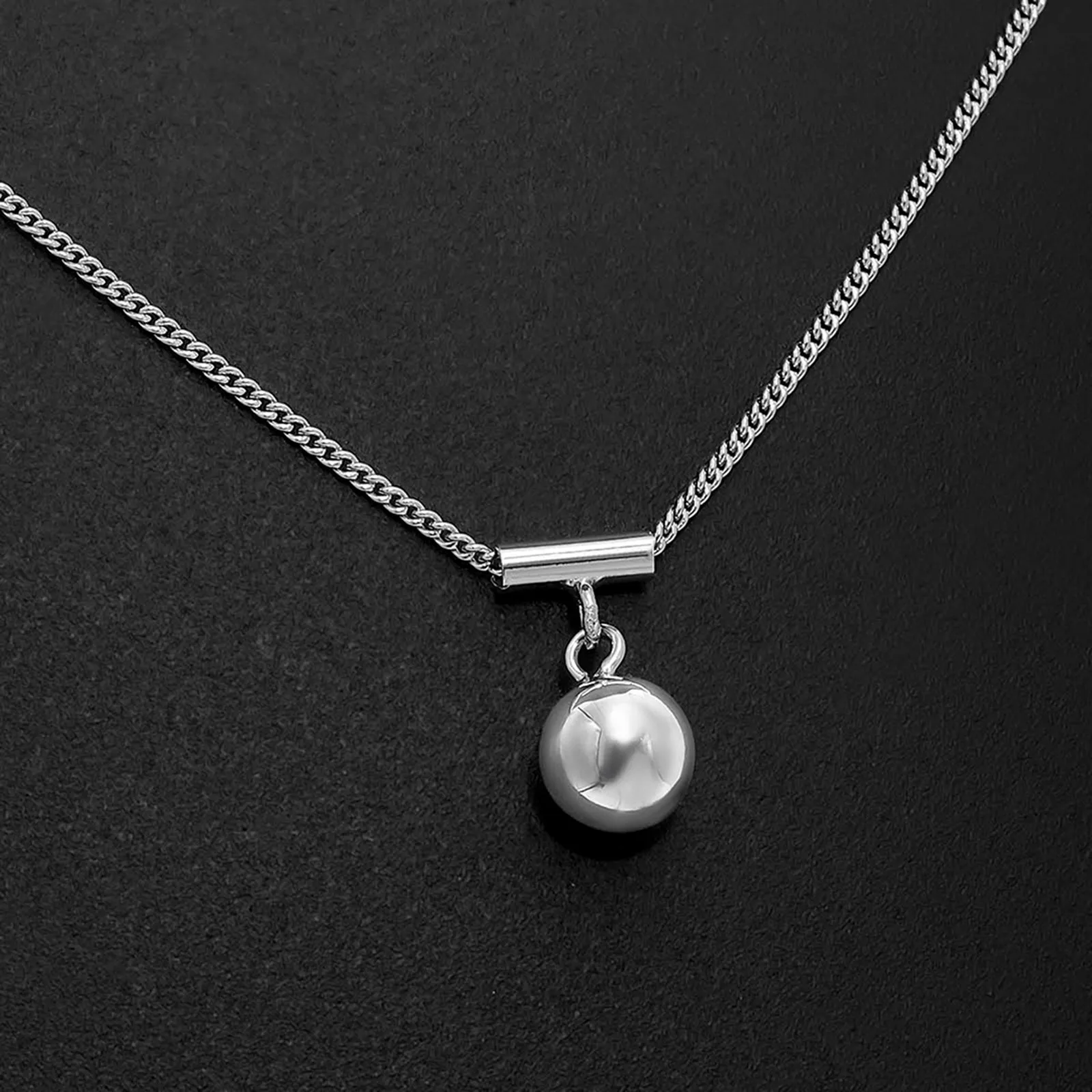 Sphere Charm Necklace For Women – 925 Sterling Silver Rhodium Plated