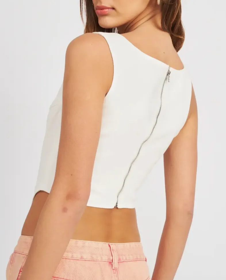 Square Neck Twill Corset Top
