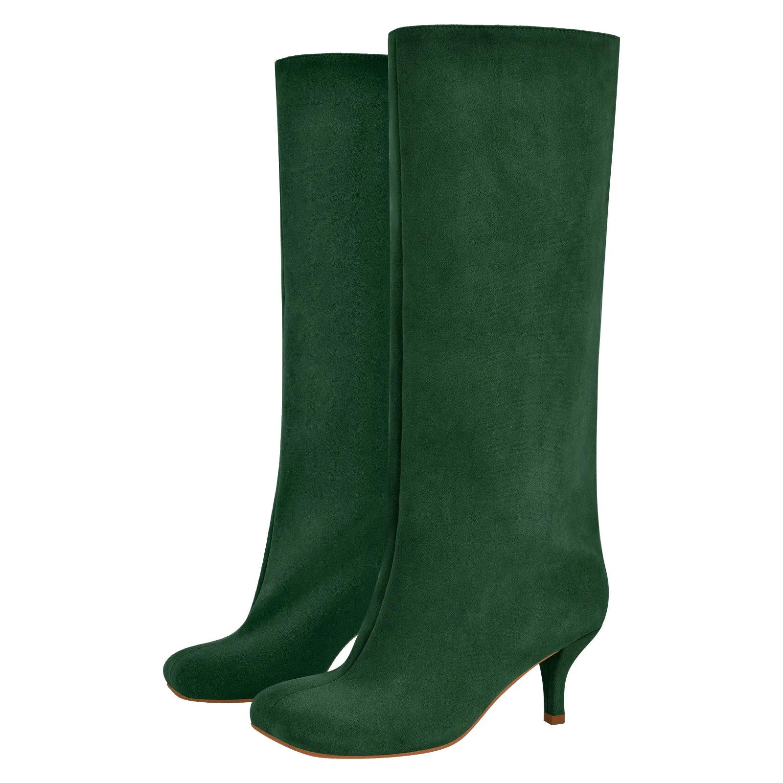 Square Toe Suede Stiletto Knee High Tabi Boots