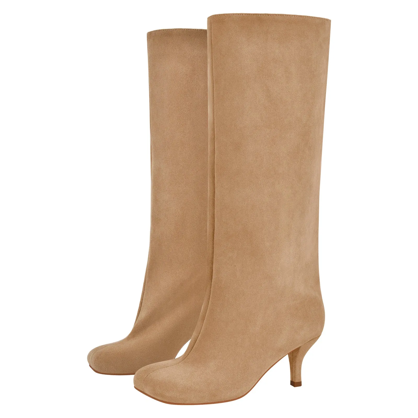 Square Toe Suede Stiletto Knee High Tabi Boots