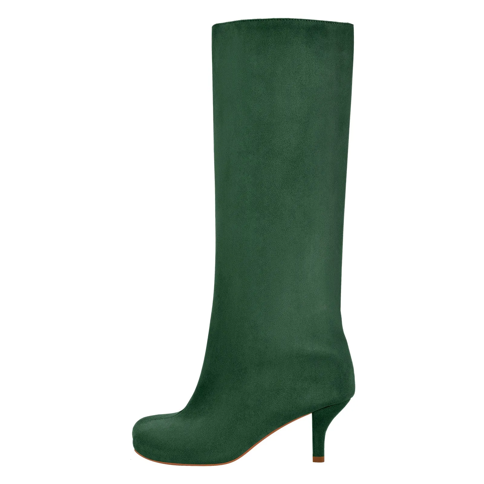 Square Toe Suede Stiletto Knee High Tabi Boots
