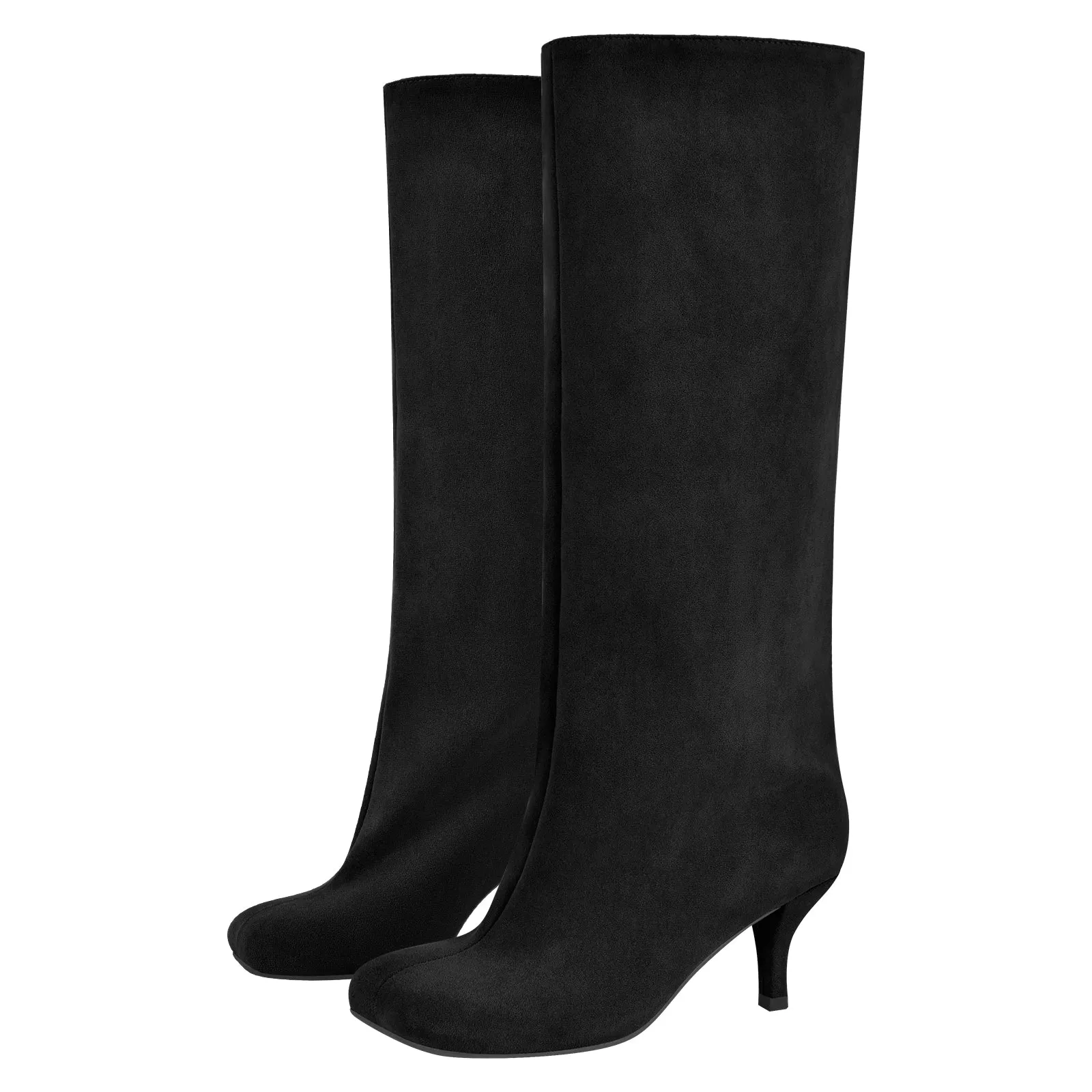 Square Toe Suede Stiletto Knee High Tabi Boots