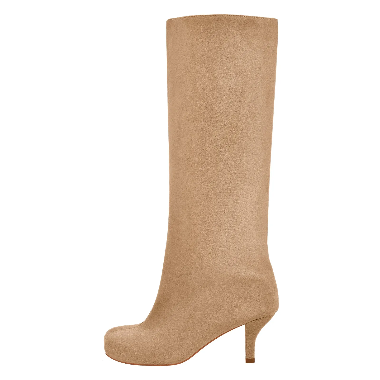 Square Toe Suede Stiletto Knee High Tabi Boots