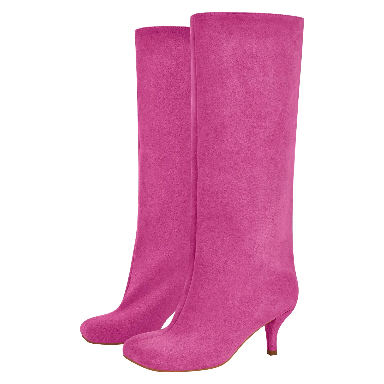 Square Toe Suede Stiletto Knee High Tabi Boots