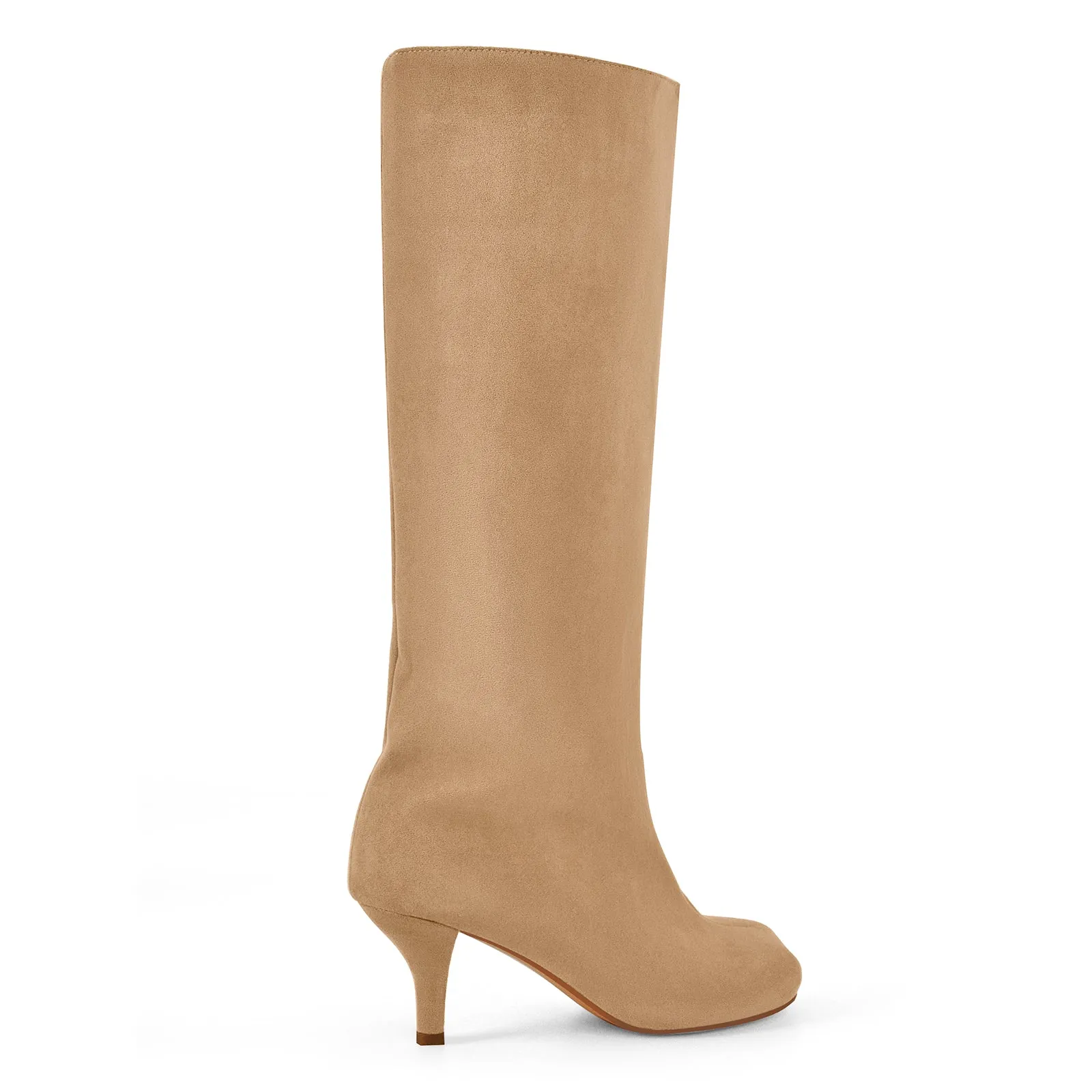 Square Toe Suede Stiletto Knee High Tabi Boots