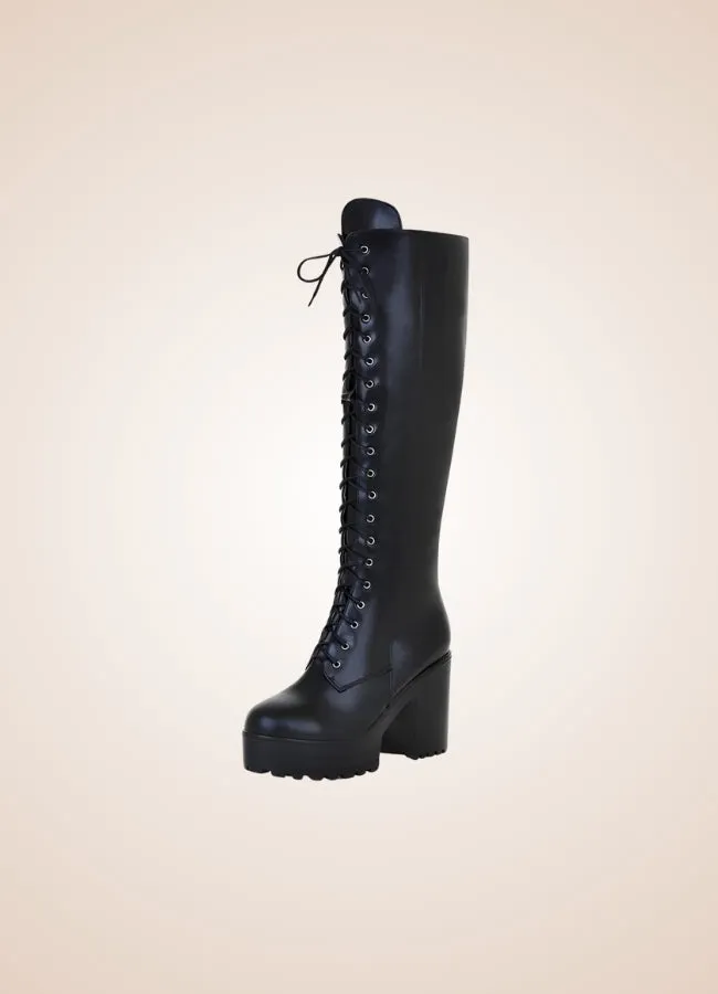 Steampunk Faux Leather Lace Boots