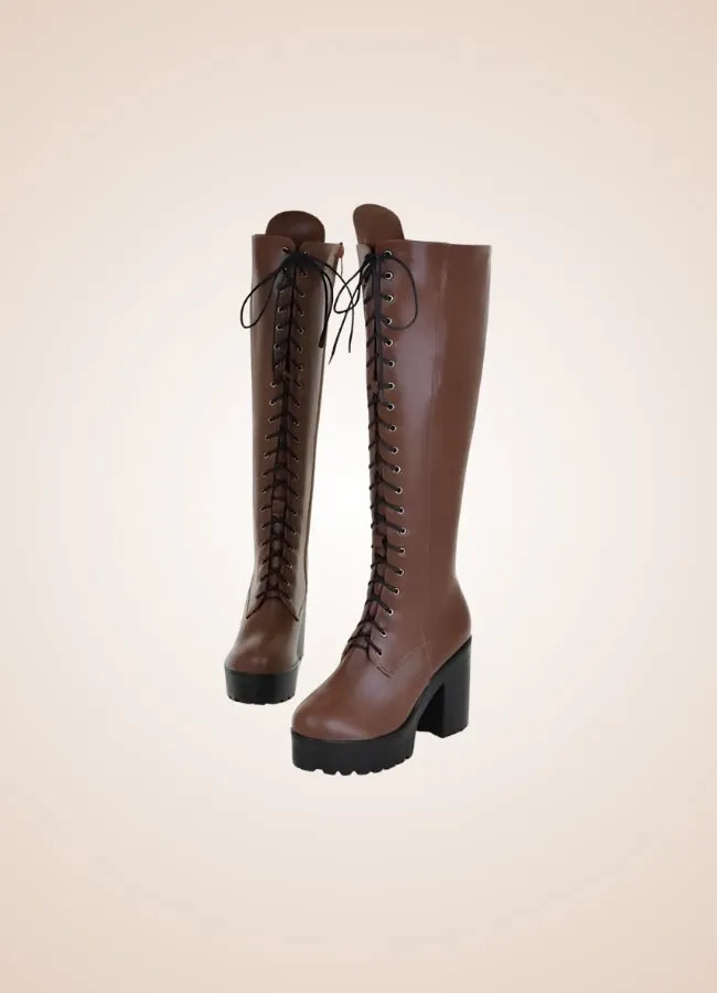 Steampunk Faux Leather Lace Boots