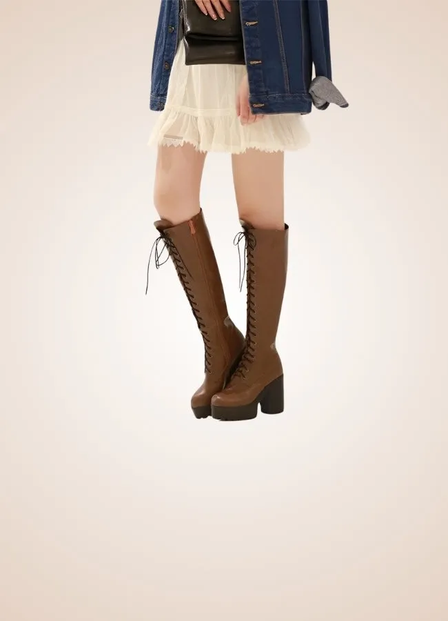 Steampunk Faux Leather Lace Boots