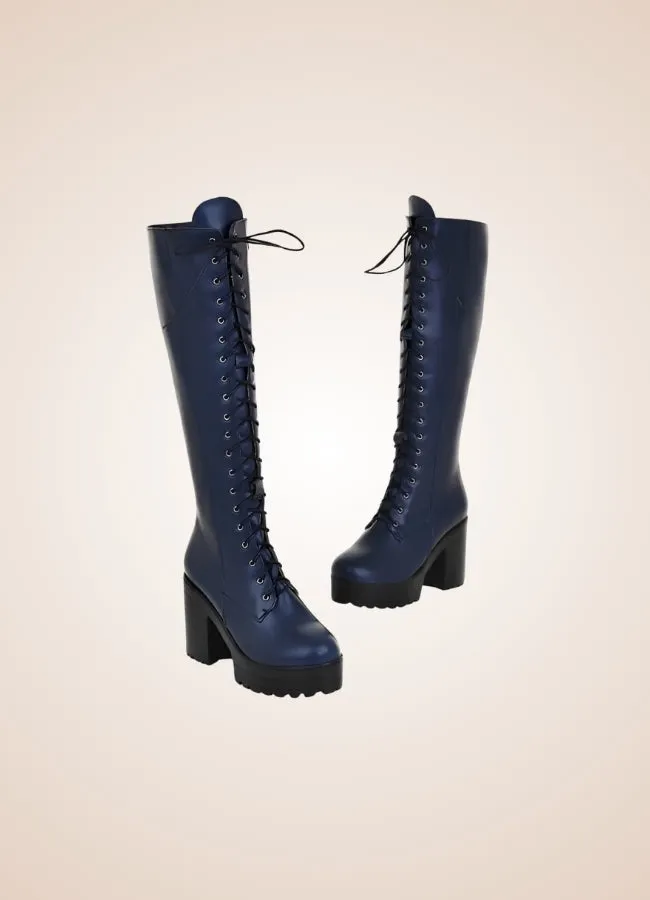 Steampunk Faux Leather Lace Boots