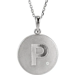 Sterling Silver .005 CTW Diamond Initial P 18" Necklace