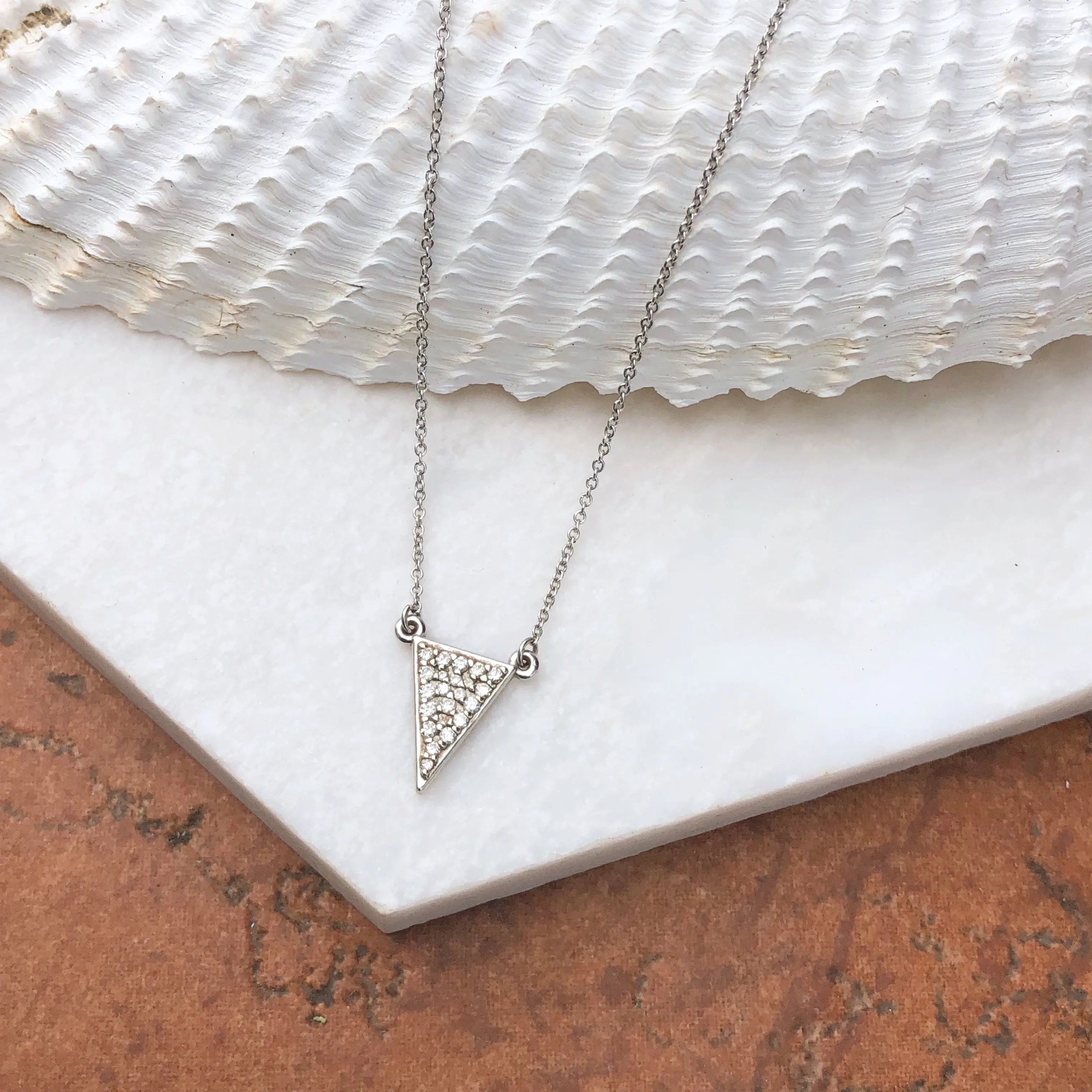 Sterling Silver 1/5 CT Diamond Triangle Necklace