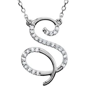 Sterling Silver 1/6 CTW Diamond Initial S 16" Necklace