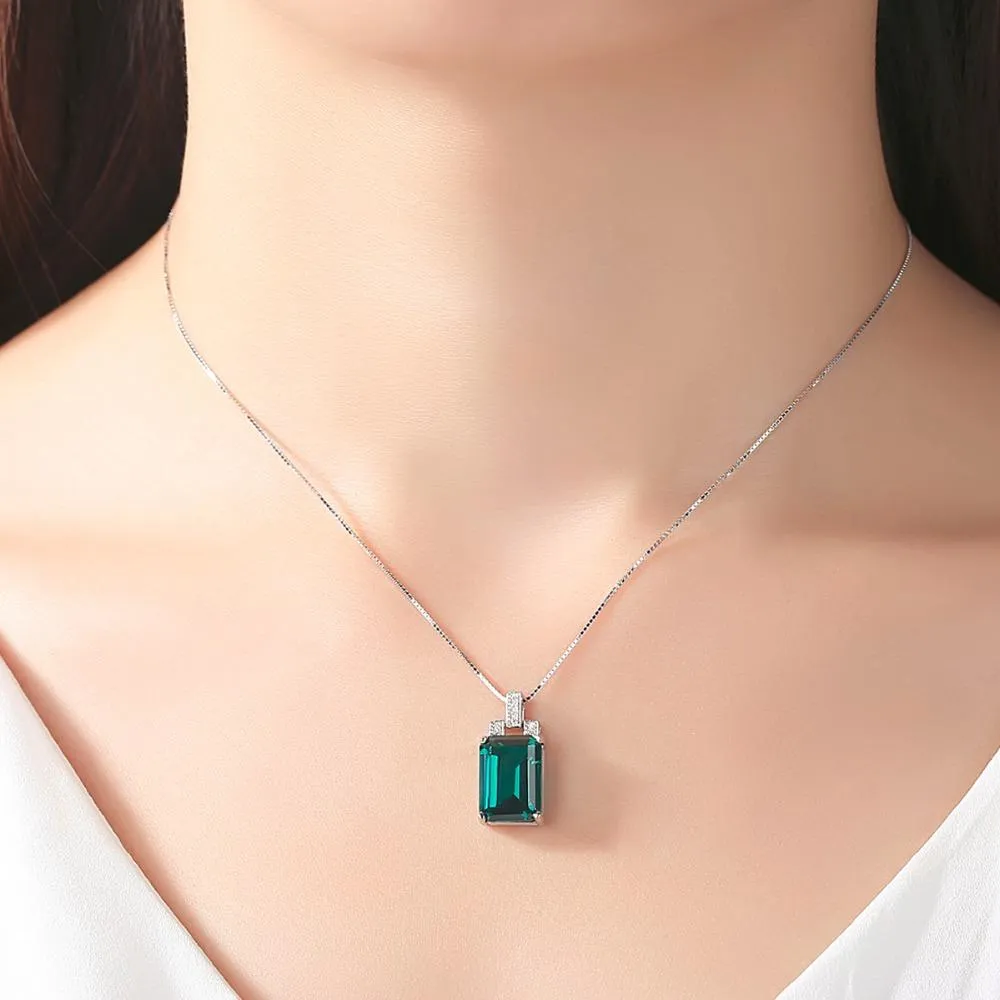 Sterling Silver Blue Sapphire Pendant with Chain