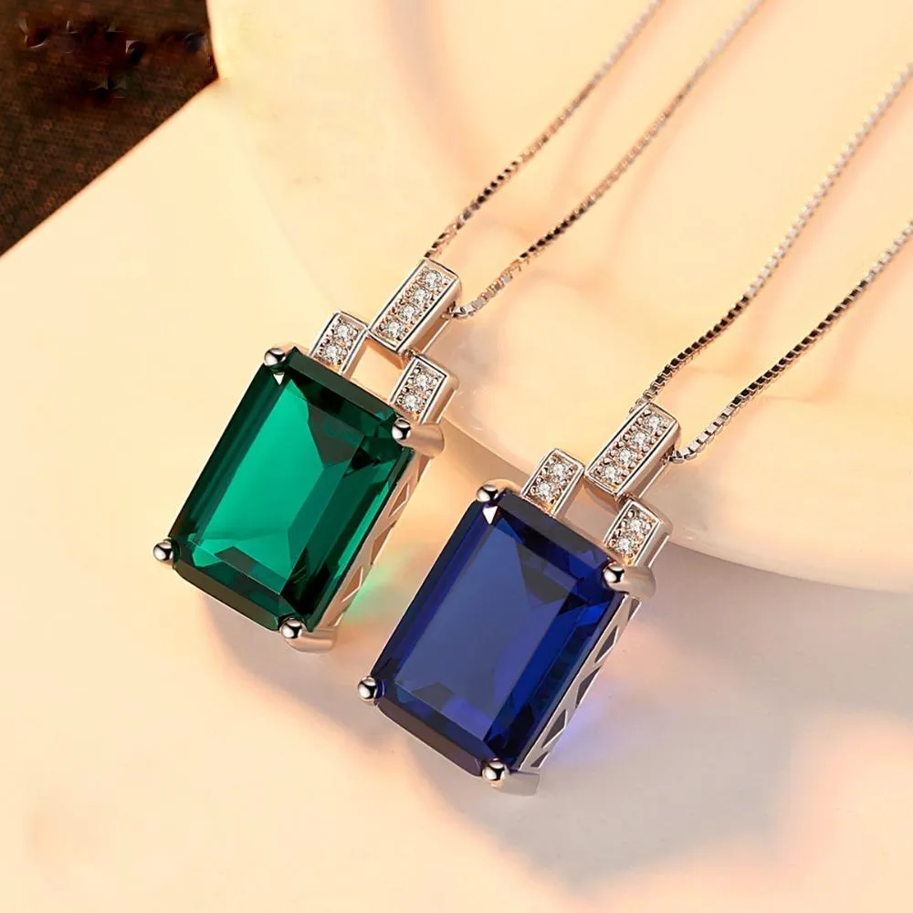 Sterling Silver Blue Sapphire Pendant with Chain
