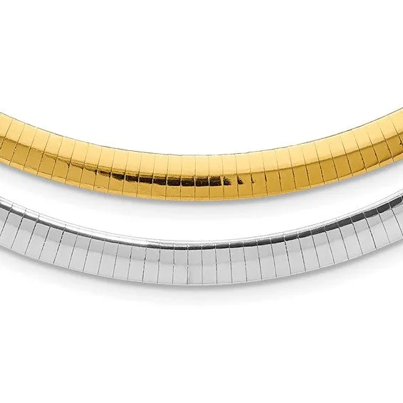 Sterling Silver Gold Plated (6mm) Reversible Omega Necklace (16' - 18")