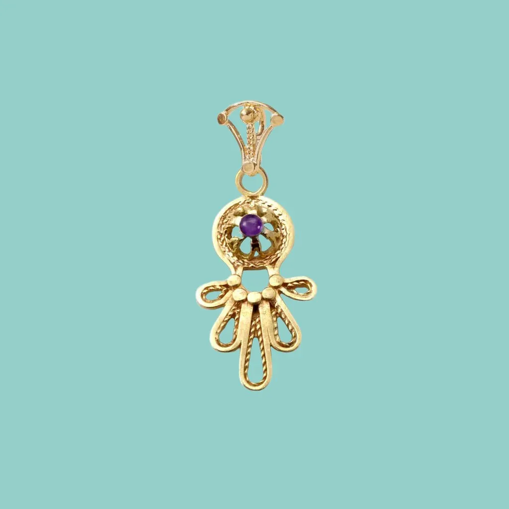 Sterling Silver Gold Plated Necklace. Israeli Hamsa jewelry