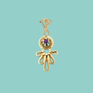 Sterling Silver Gold Plated Necklace. Israeli Hamsa jewelry