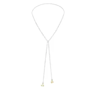 Sterling Silver Woven Chain Necklace with Gold Dotted "Fringe"