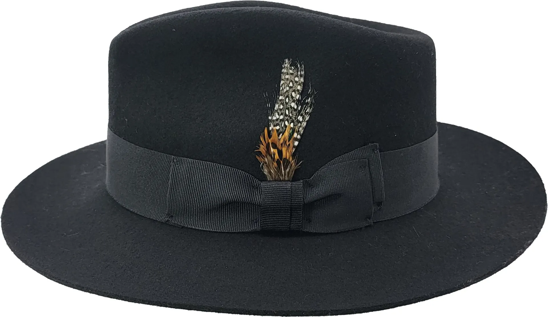 Stiff Brim Black Fedora - Premium Wool Hat