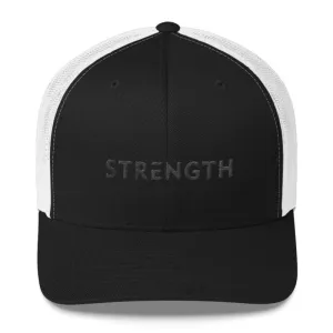 Strength Black on Black Snapback Trucker Hat