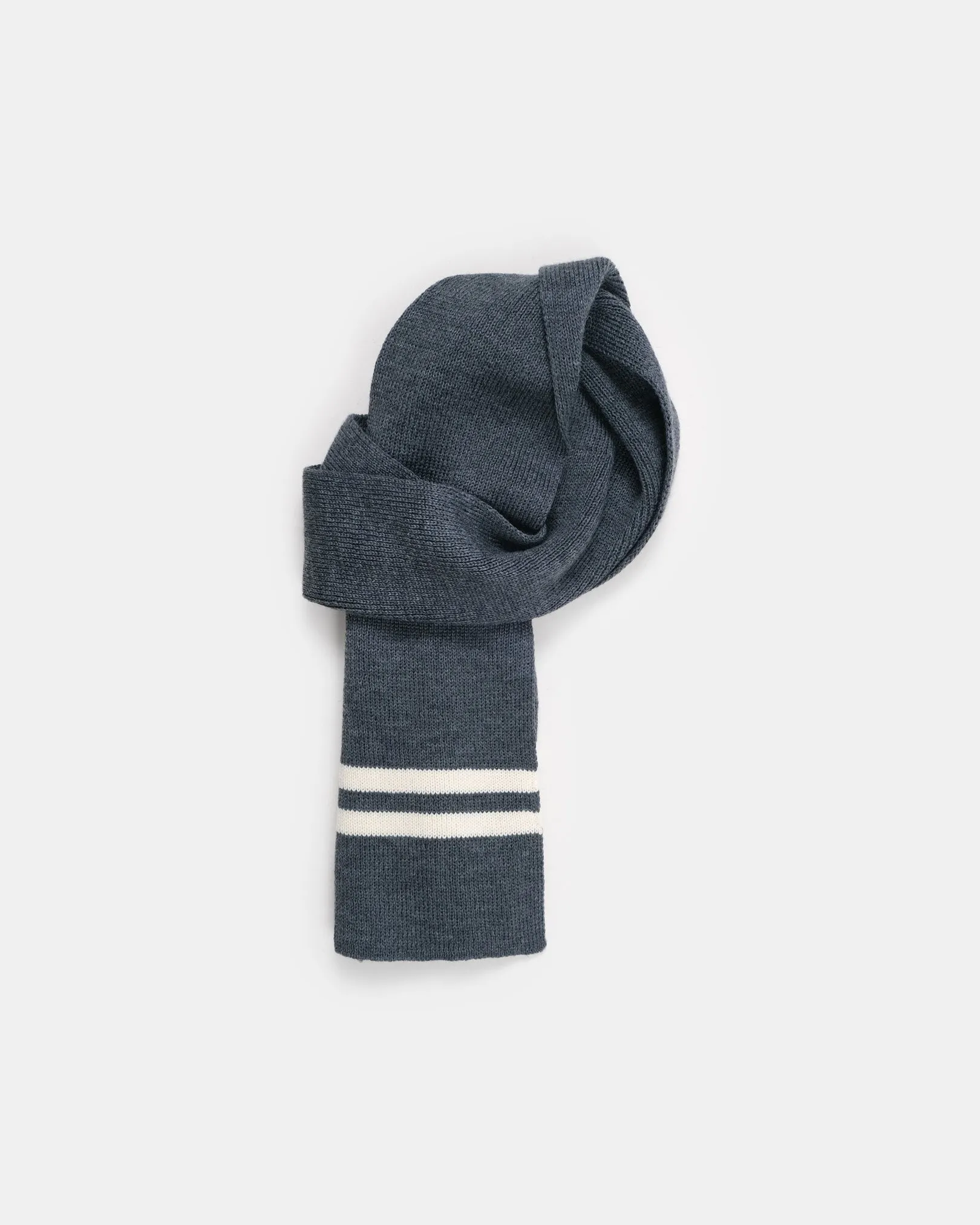 Striped Wool Scarf - Charcoal / Off White