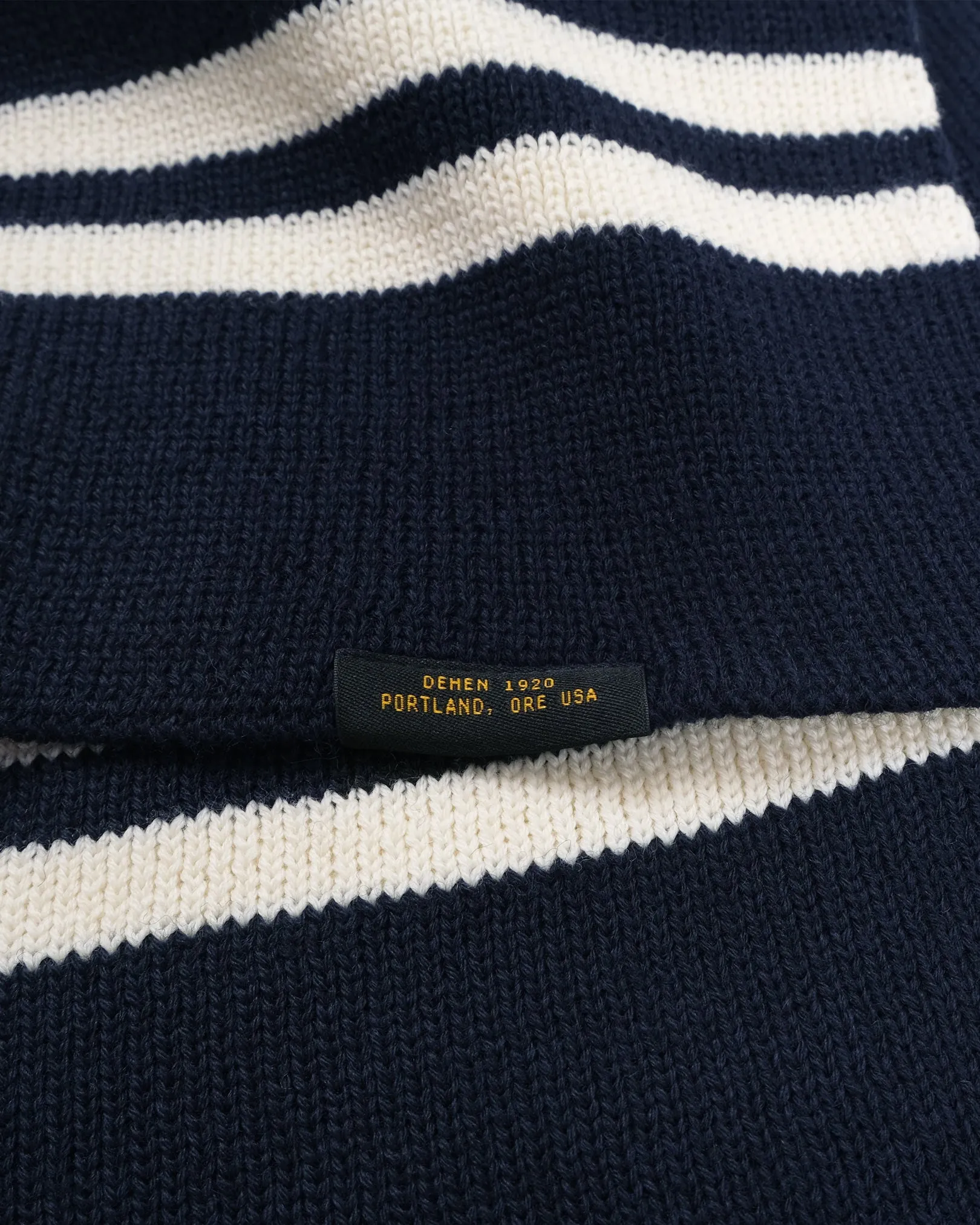 Striped Wool Scarf - Dark Navy / Off White