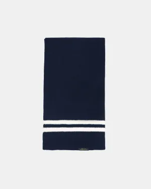Striped Wool Scarf - Dark Navy / Off White