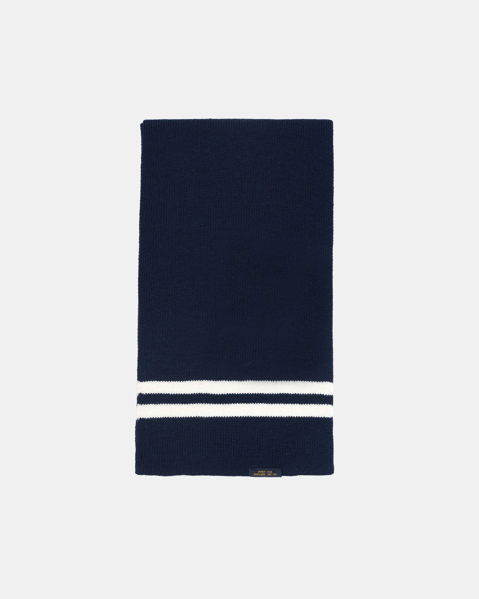 Striped Wool Scarf - Dark Navy / Off White