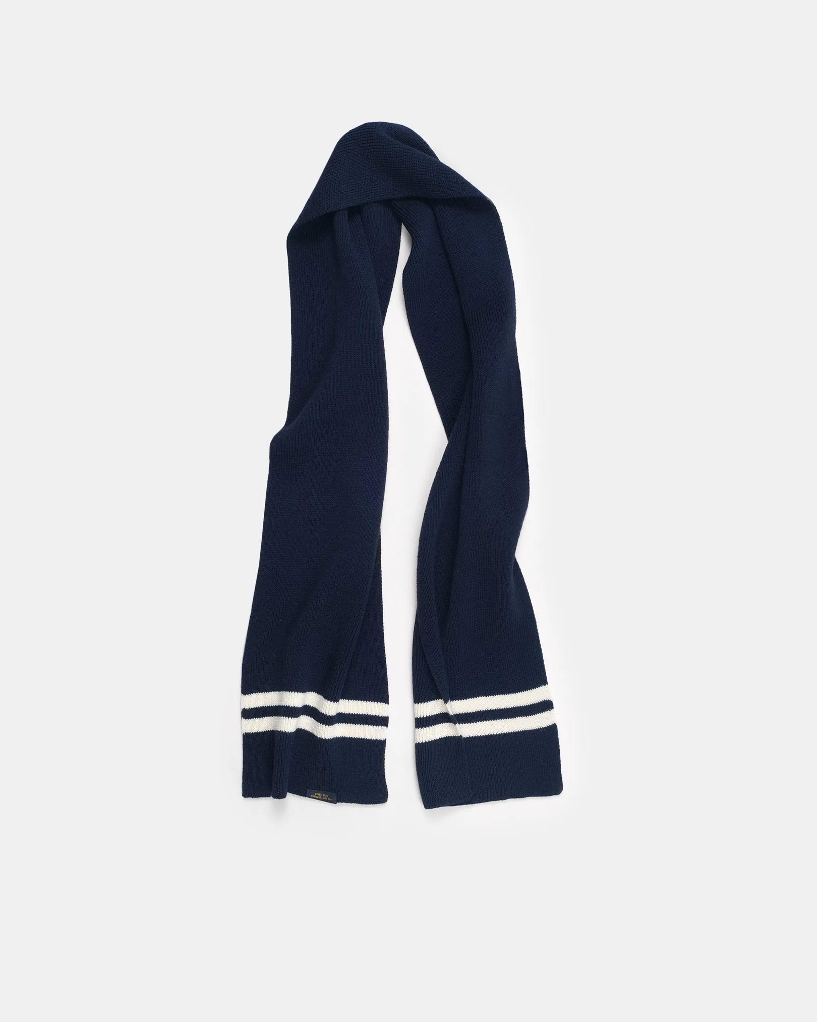 Striped Wool Scarf - Dark Navy / Off White