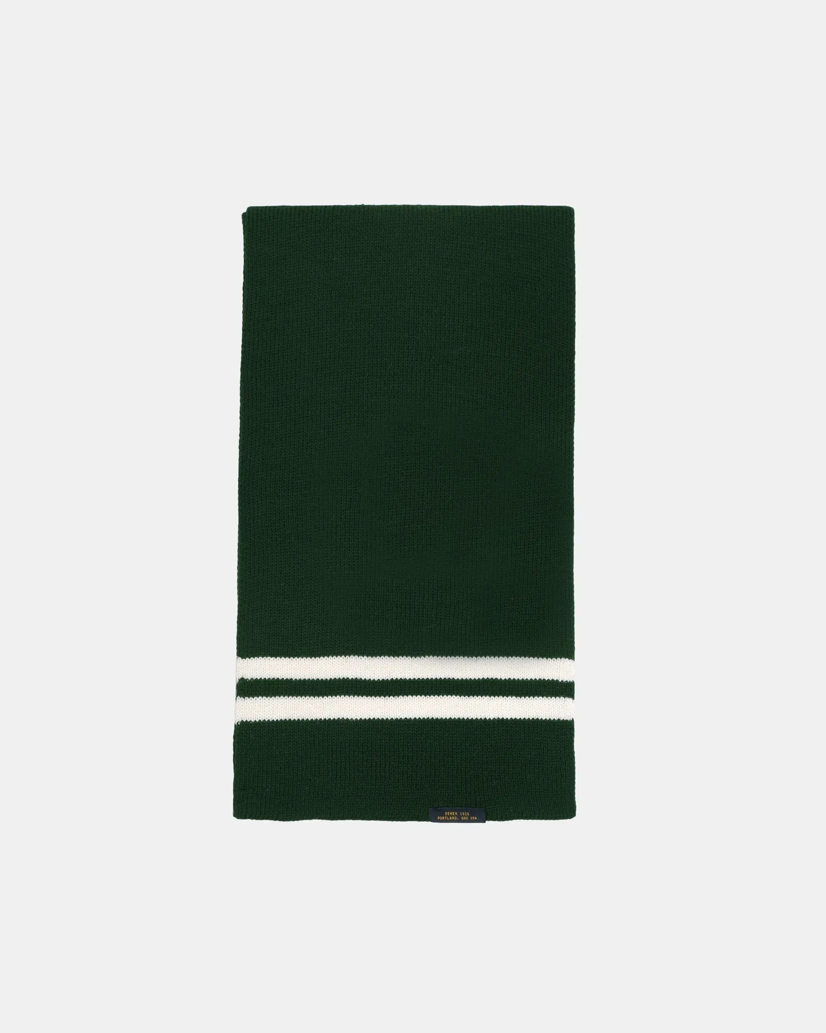 Striped Wool Scarf - Pine / Off White