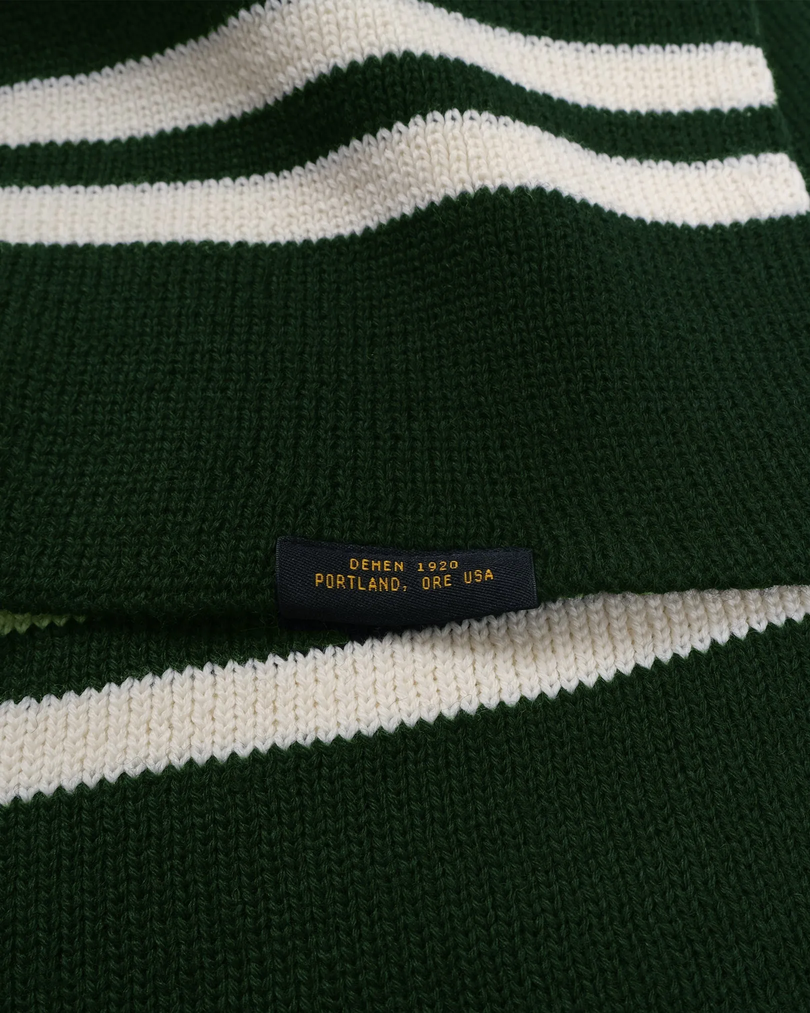Striped Wool Scarf - Pine / Off White