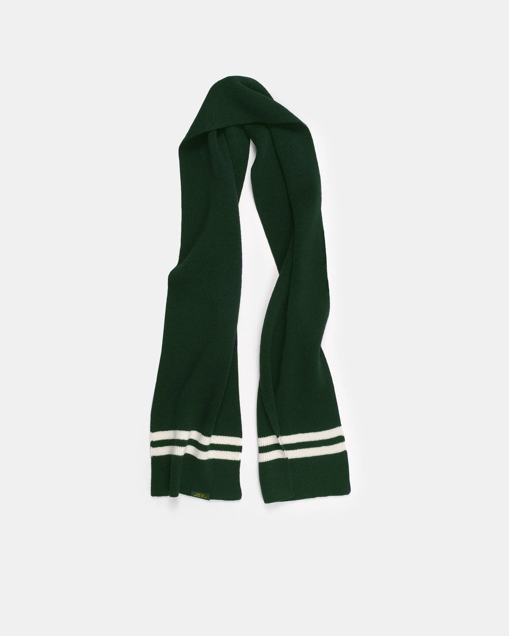 Striped Wool Scarf - Pine / Off White