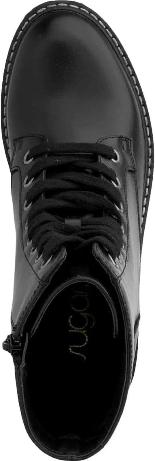 Sugar Womens Kaedy Faux Leather Combat & Lace-up Boots SGR-KAEDY Black 8M