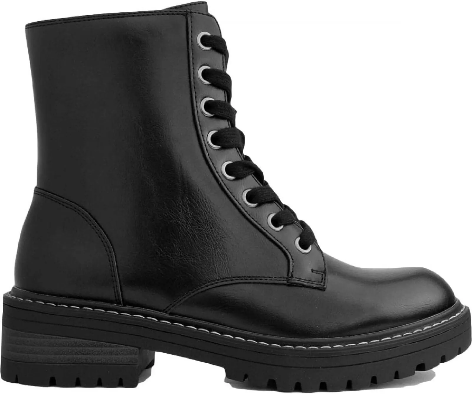 Sugar Womens Kaedy Faux Leather Combat & Lace-up Boots SGR-KAEDY Black 8M