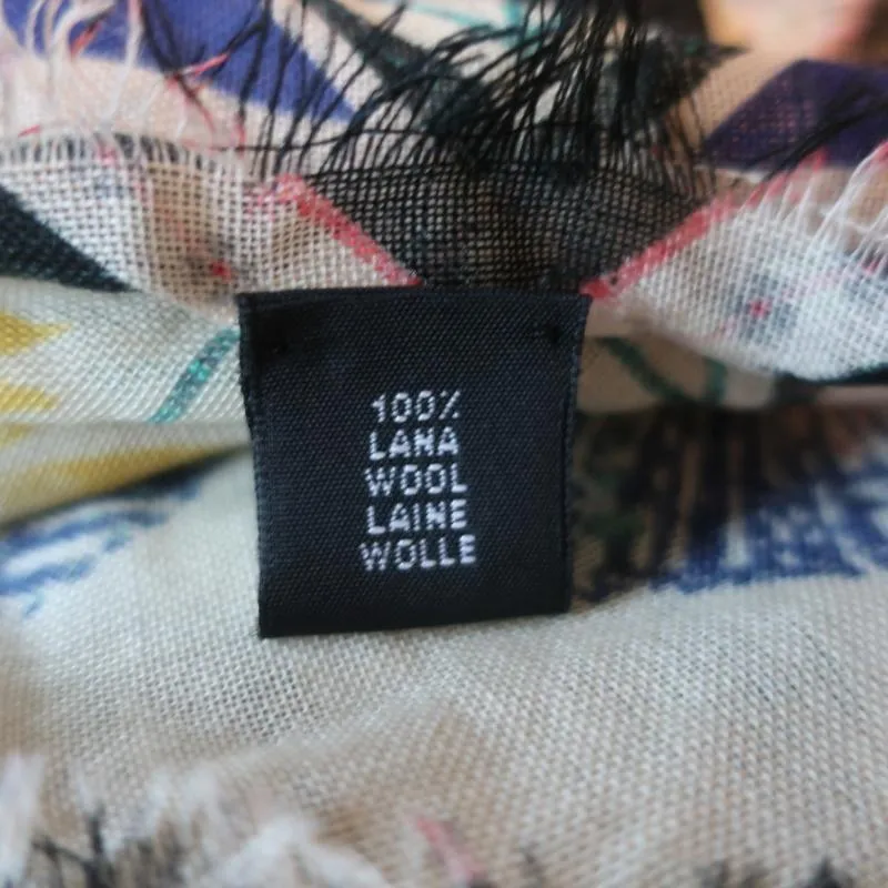 Suno Scarf Floral Print Fringed Wool Gauze