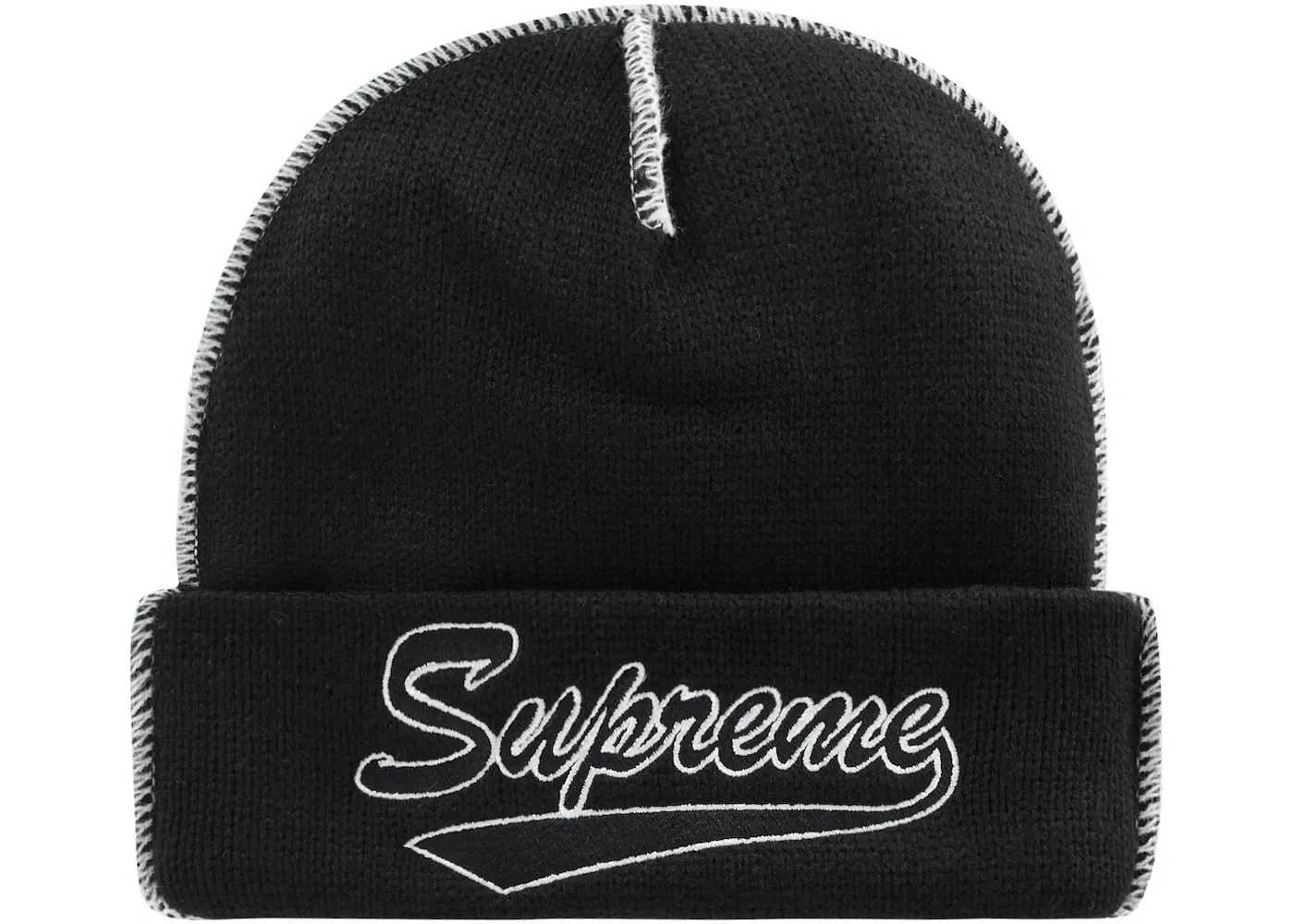 Supreme "Contrast Stitch" Beanie Black