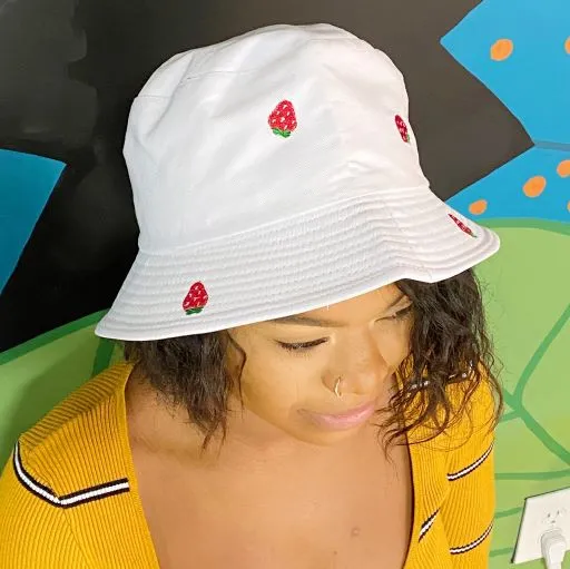 Sweety Fruity Bucket Hat – Embroidered Cotton Hat with Cute Fruit Details