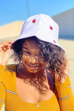 Sweety Fruity Bucket Hat – Embroidered Cotton Hat with Cute Fruit Details