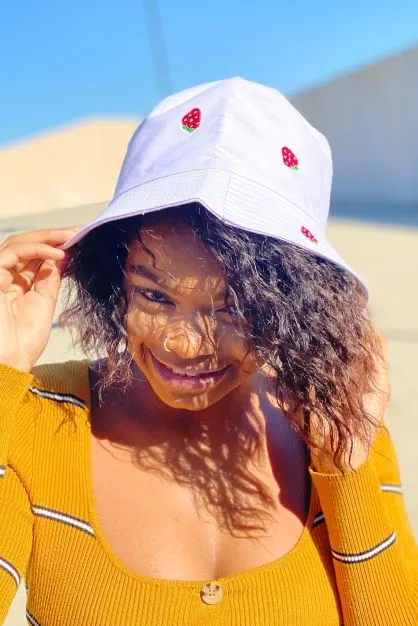Sweety Fruity Bucket Hat – Embroidered Cotton Hat with Cute Fruit Details