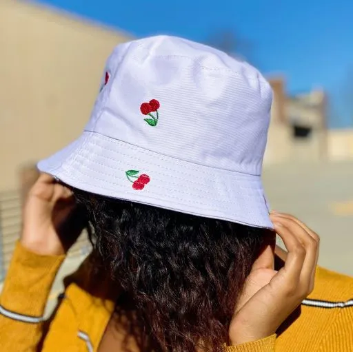 Sweety Fruity Bucket Hat – Embroidered Cotton Hat with Cute Fruit Details